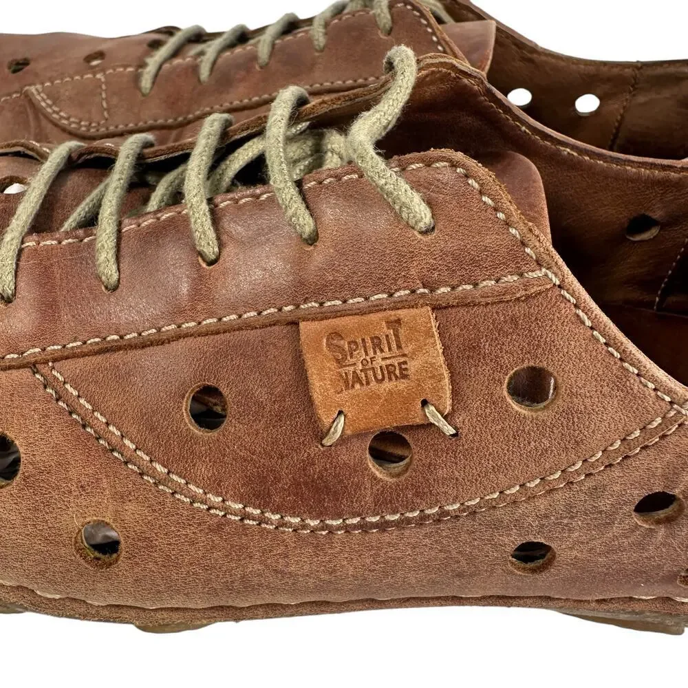 Josef Seibel Spirit of Nature Brown Leather Lace Up Comfort Shoe EU 37 US‎ 6-6.5